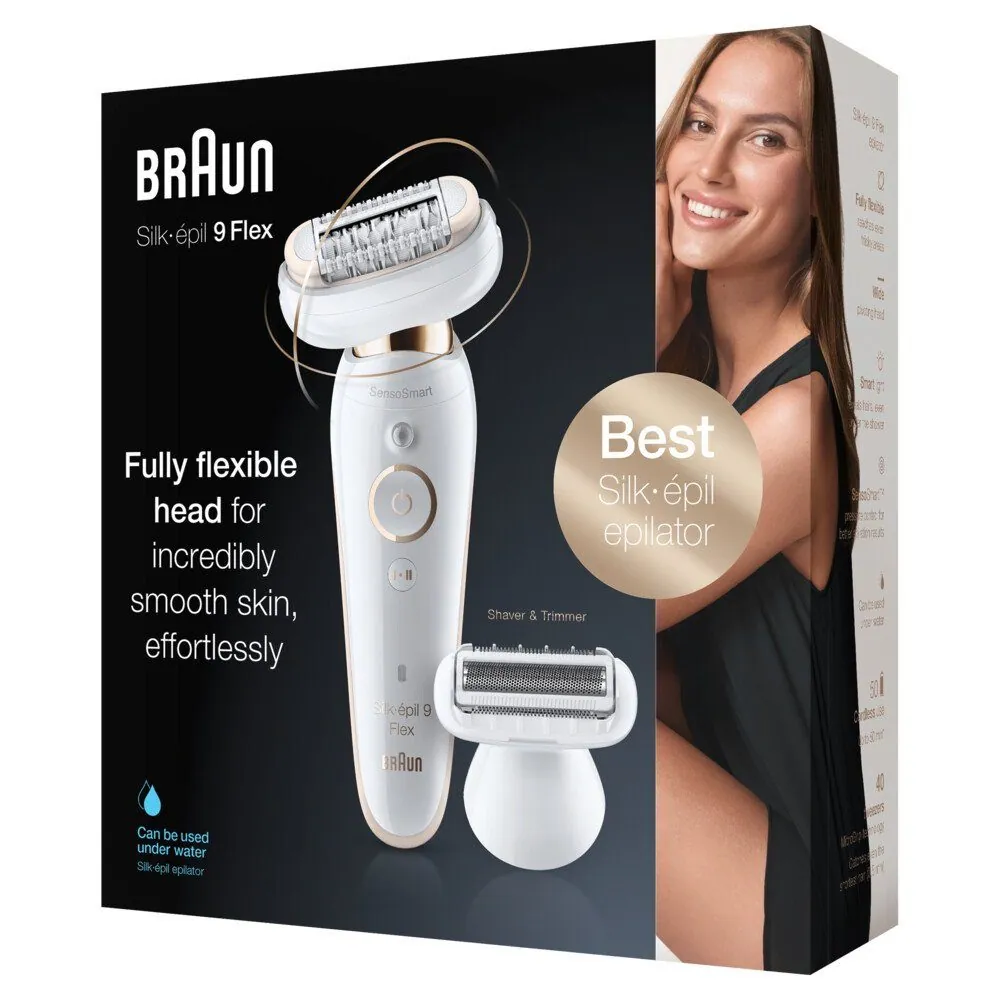 Braun Silk-épil 9 Flex 9002 Epilierer, flexiblem Kopf, Micro-Grip-Technologie, inkl. Rasieraufsatz