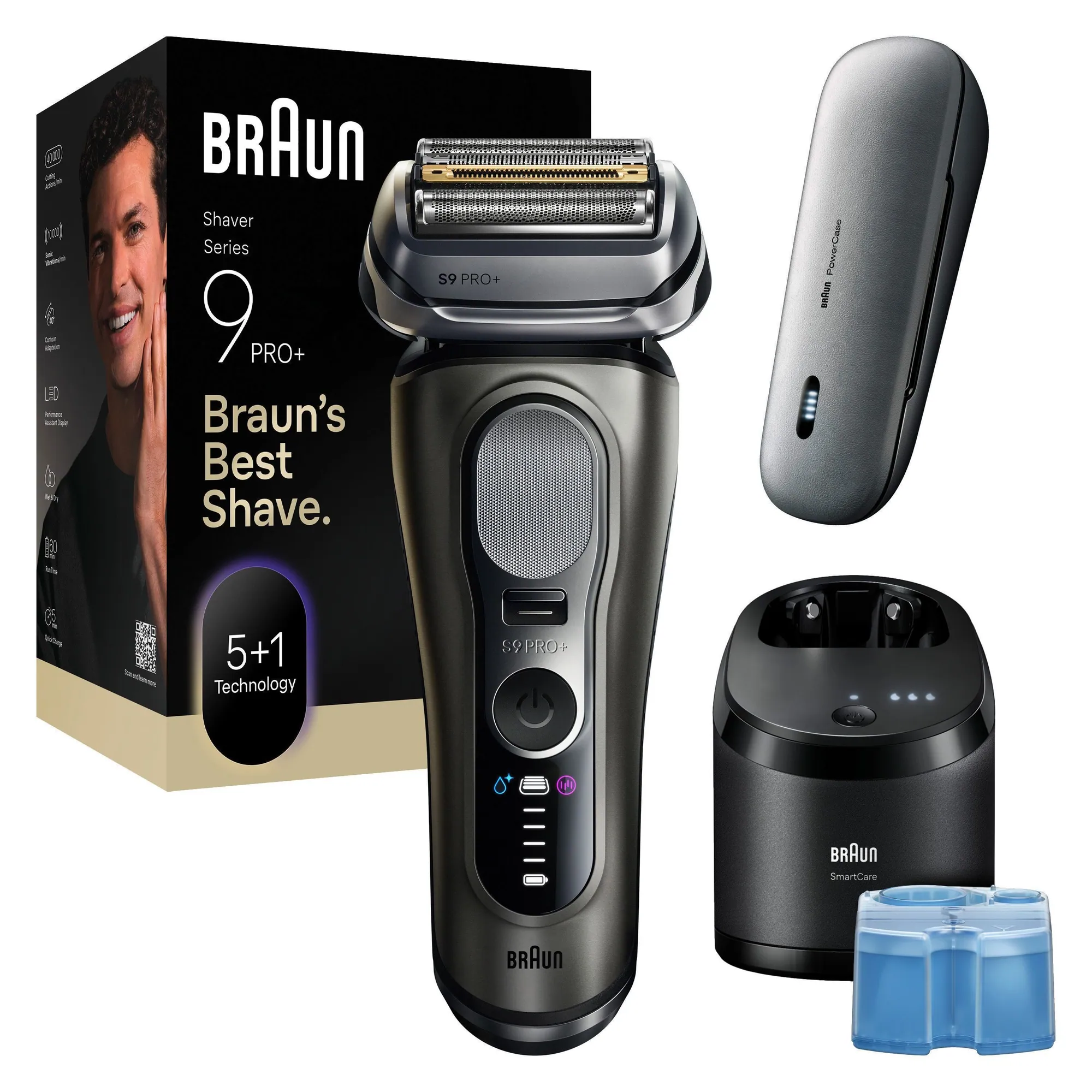 Braun Series 9 PRO+ Elektrorasierer, 5+1 Scherkopf-Technologie, SmartCare Center, wasserdicht