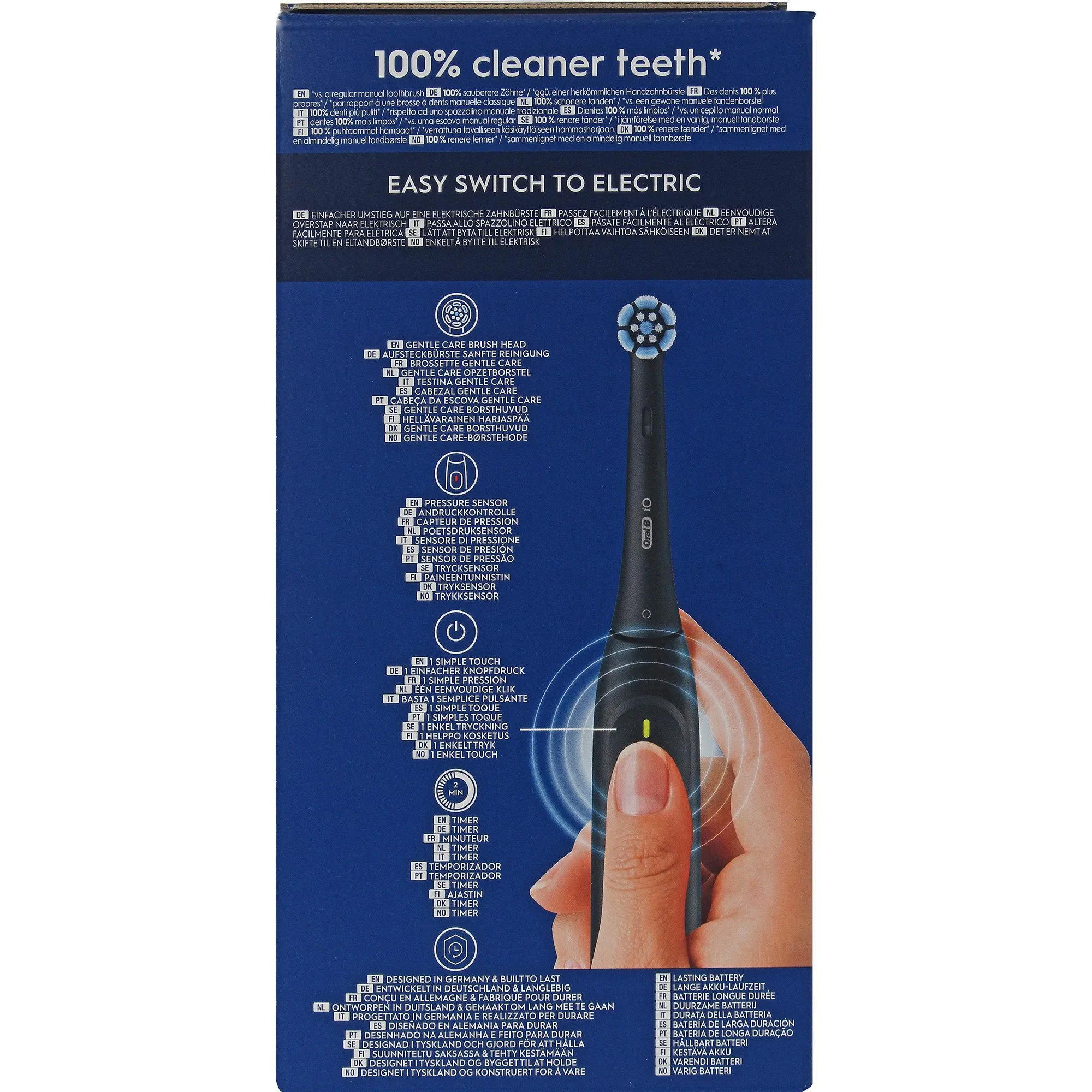 Braun Oral-B iO2 Serie 2 Night Black, effektive Zahnreinigung, sanft zum Zahnfleisch, automatische Andruckkontrolle 3