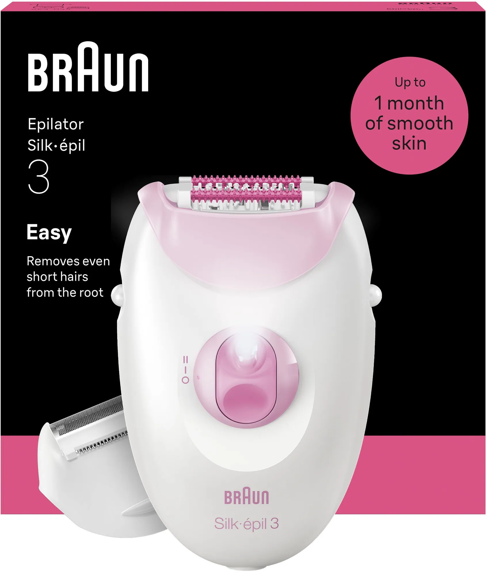 Braun Silk-épil 3 SE3-031 Epilierer, kabelgebunden, Rasier- & Trimmeraufsatz, einfache Anwendung