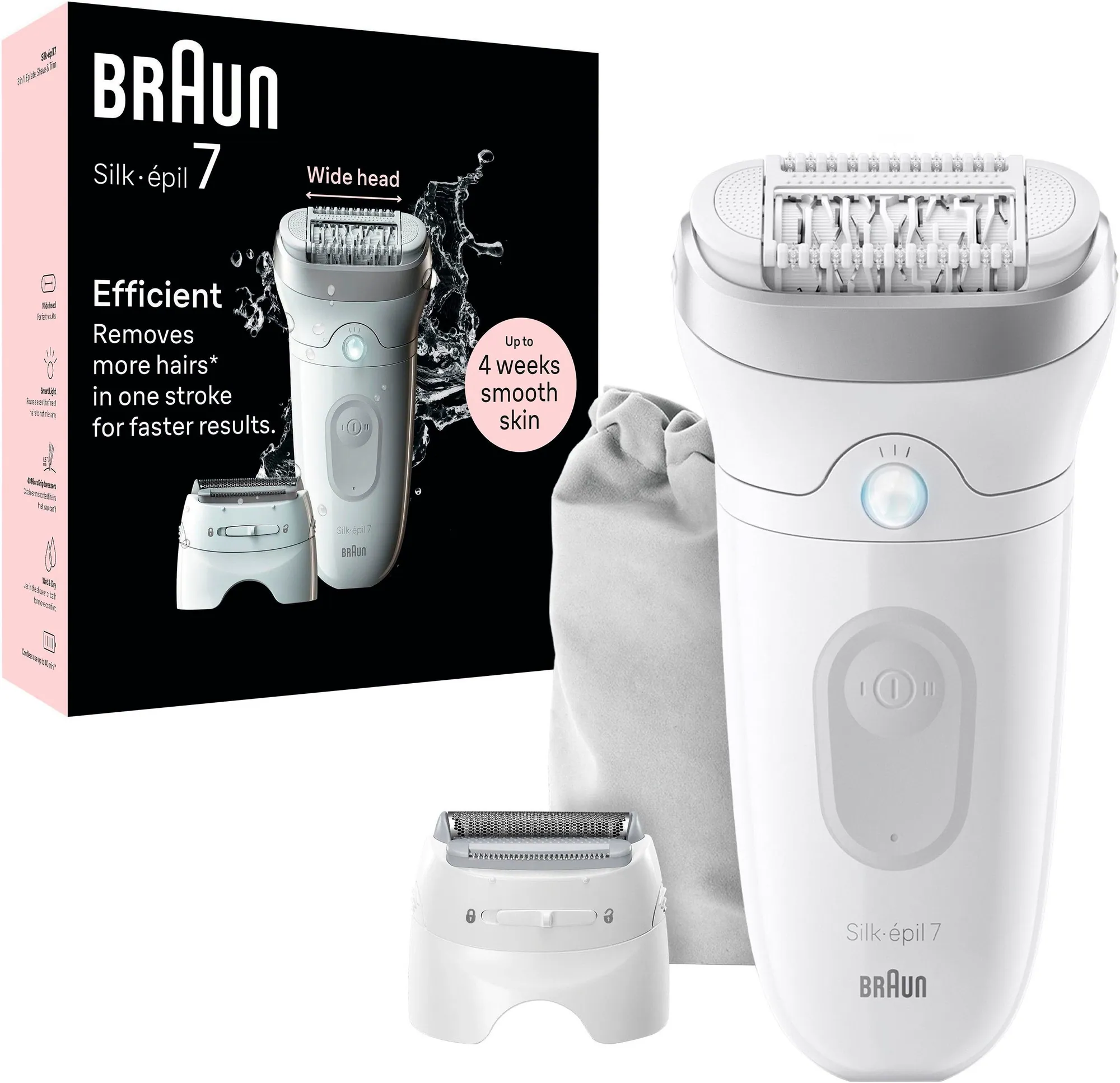 Braun Silk-épil 7 SE7-041, Wet&Dry Epilierer, MicroGrip Technologie & Massagerollen