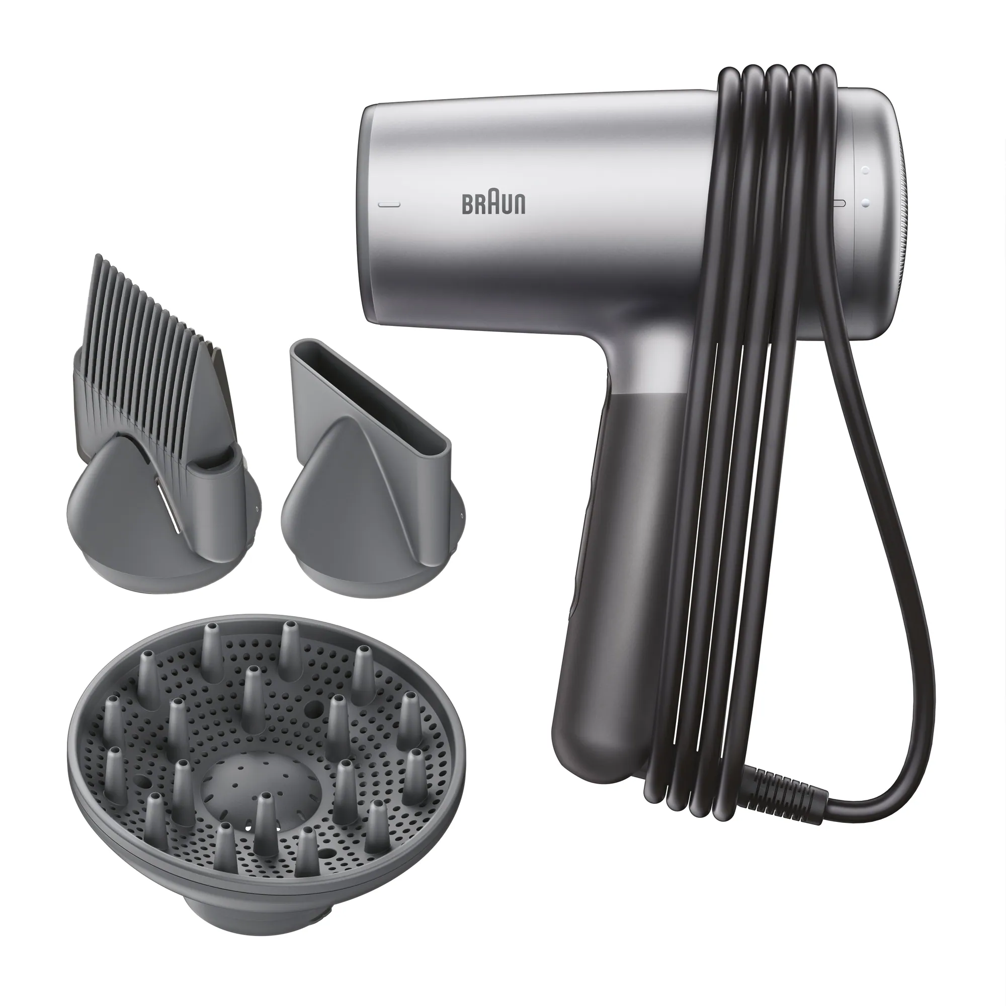 Braun HD4.3 Haartrockner, 2200 W, Ionen-Technologie, NTC-Technologie, 3 Aufsätze