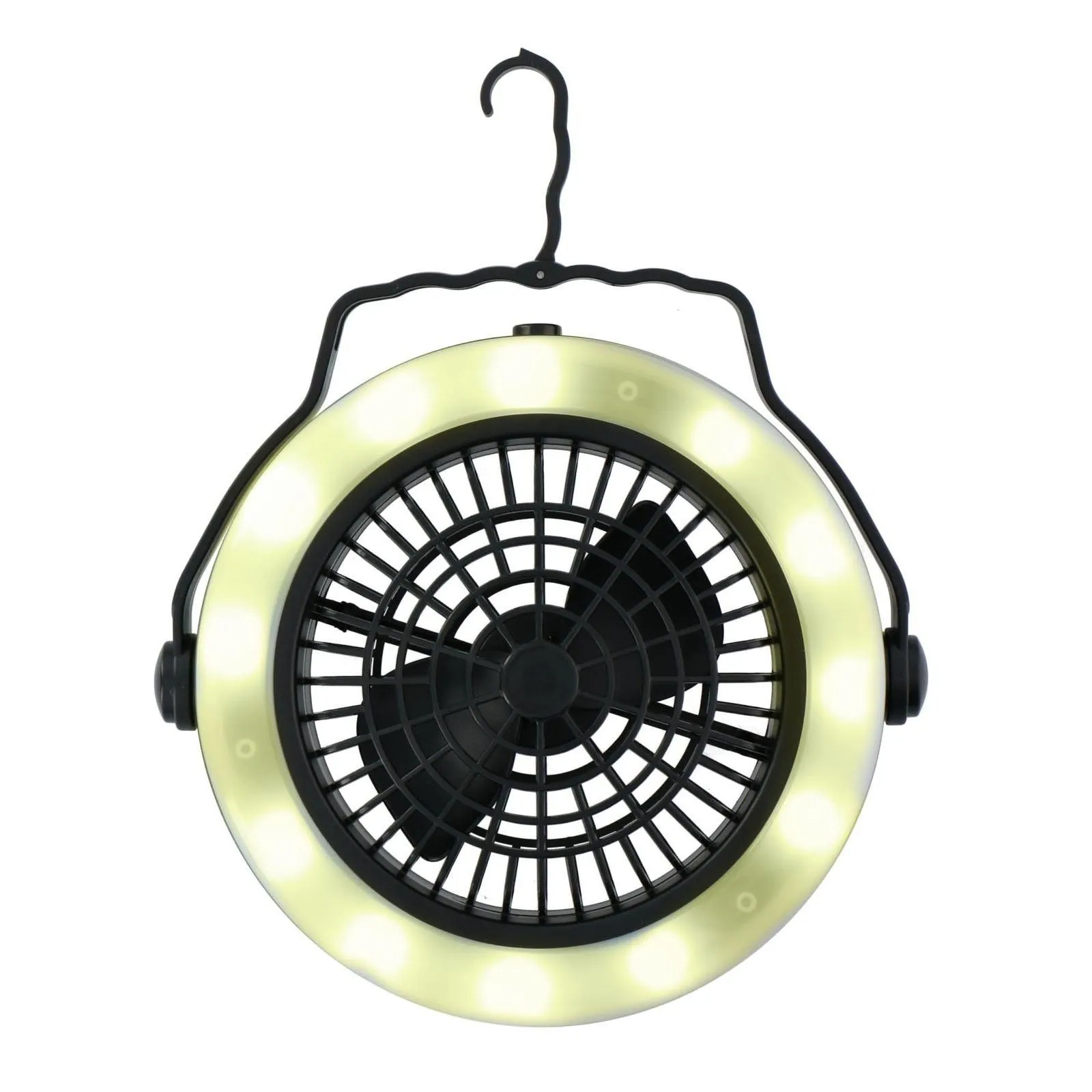 Grundig 2in1 Camping Lampe und Ventilator, 360-Grad Drehbarkeit, 12 LEDs