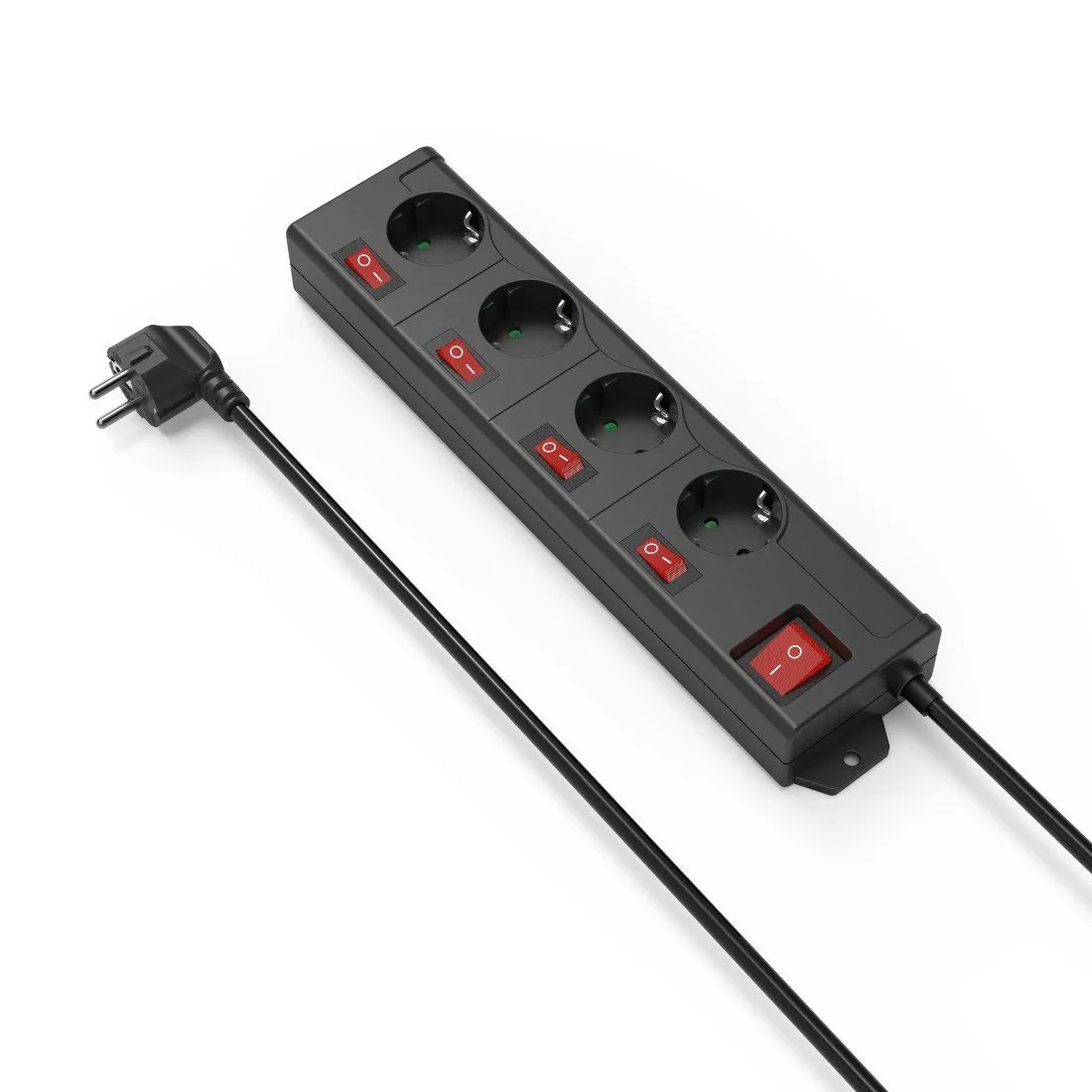 Hama Steckdosenleiste 4-fach, individuelle Schalter, Wandmontage — ideal für PC, HiFi, Werkstatt