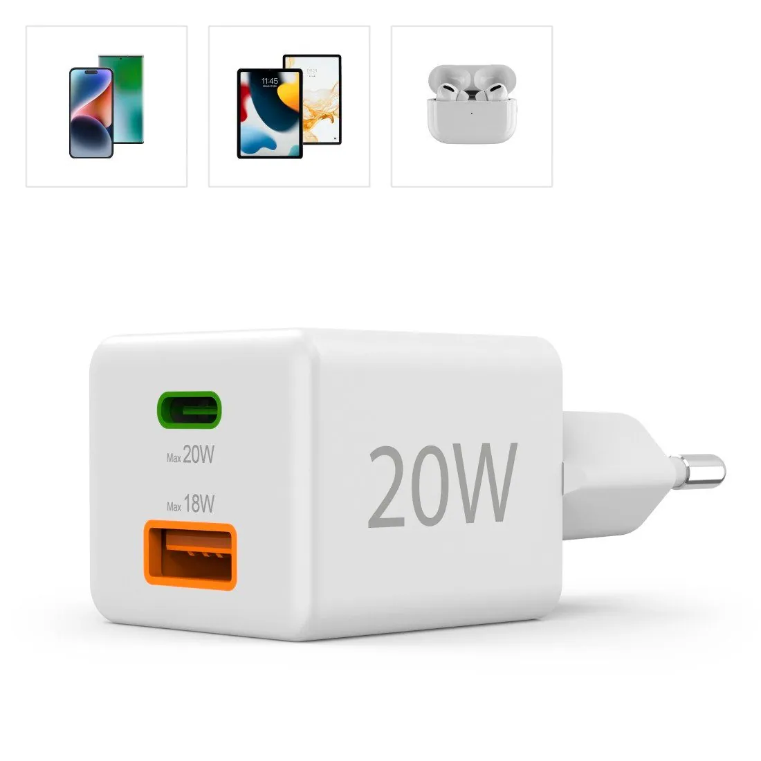 Hama USB-Ladegerät, 20 Watt, 1x USB-C, 1x USB-A, kompakt und leistungsstark