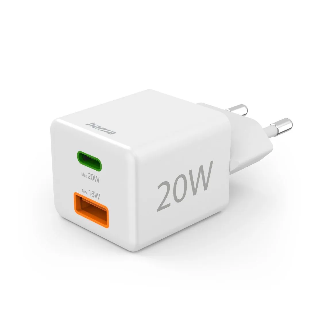 Hama USB-Ladegerät, 20 Watt, 1x USB-C, 1x USB-A, kompakt und leistungsstark 2