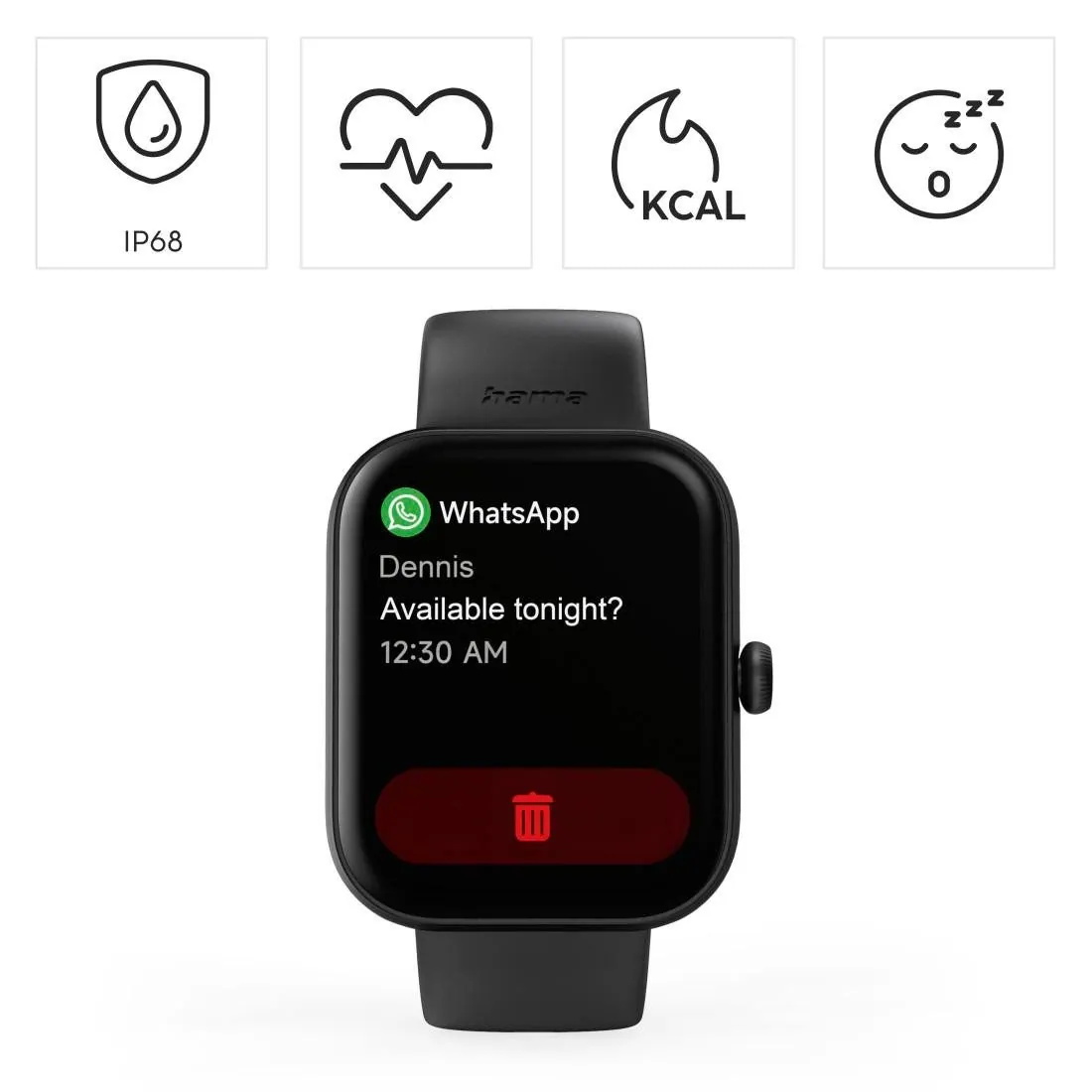 Hama Smartwatch 1,65 Zoll, Telefonfunktion, wasserdicht, Fitnessdaten 4