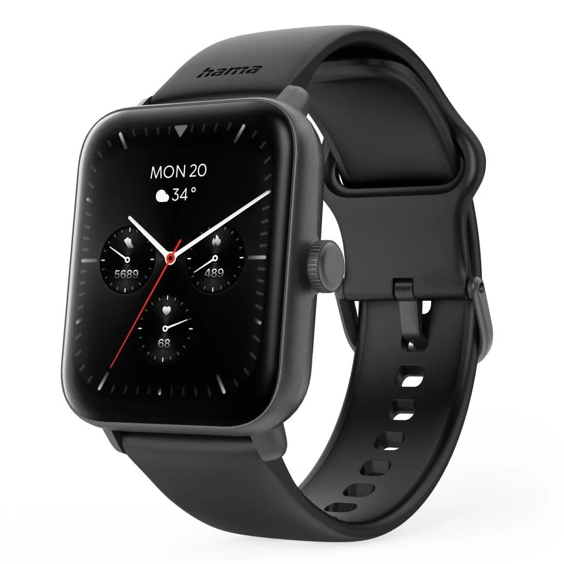 Hama Smartwatch 6010, 1,65 Zoll, GPS, wasserdicht, Fitness-Tracking