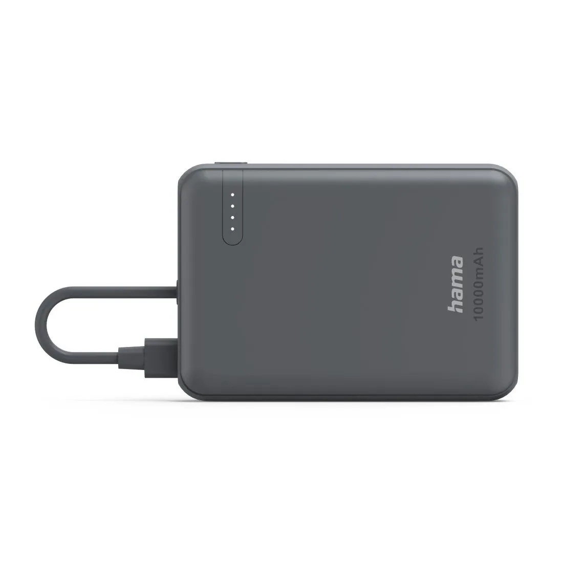 Hama Powerbank 10000 mAh, integriertes USB-C-Kabel, Fast Charge, grau 2