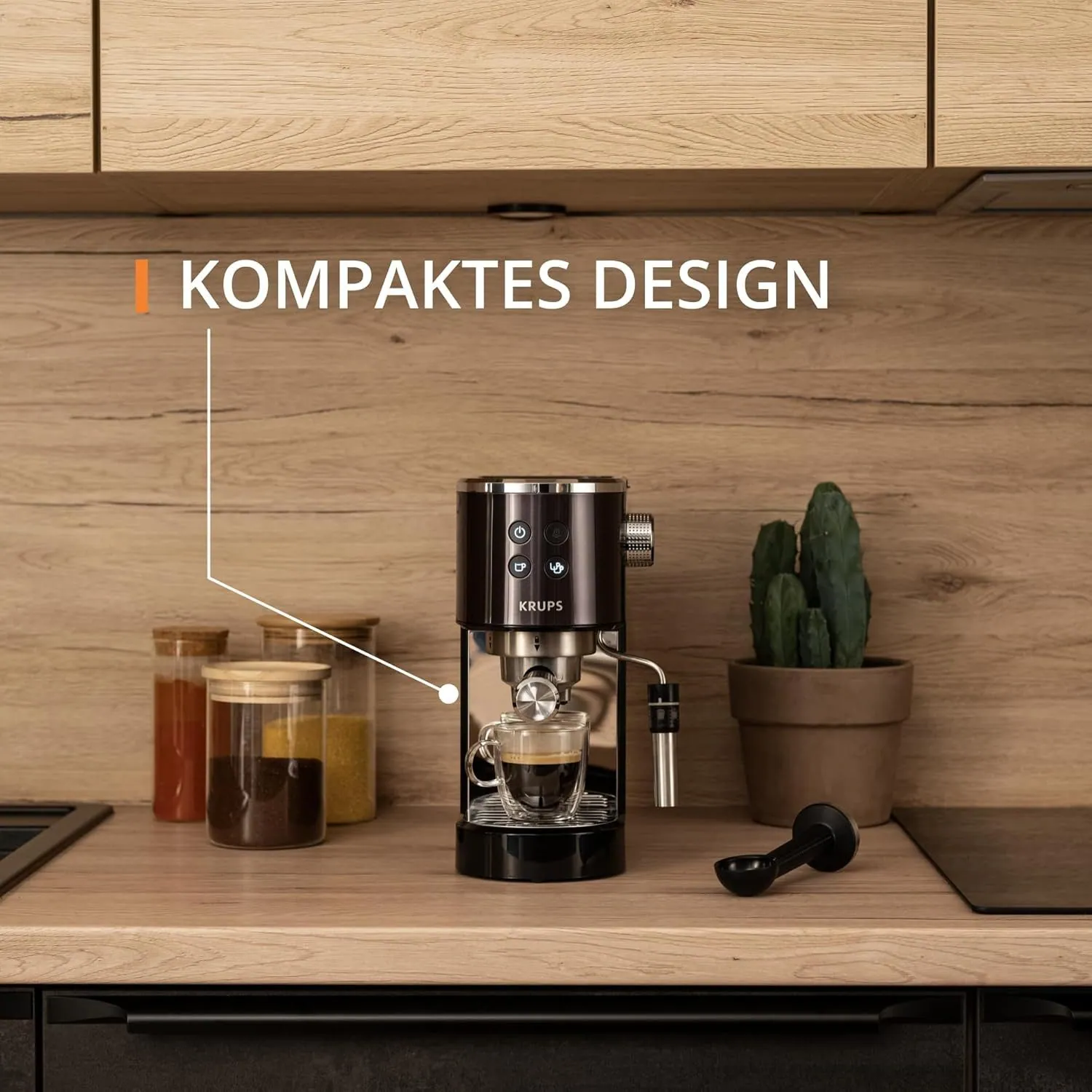 Krups XP 444G Virtuoso+ Siebträgermaschine, 1450W, 15 bar Pumpendruck, Thermoblock-System 3