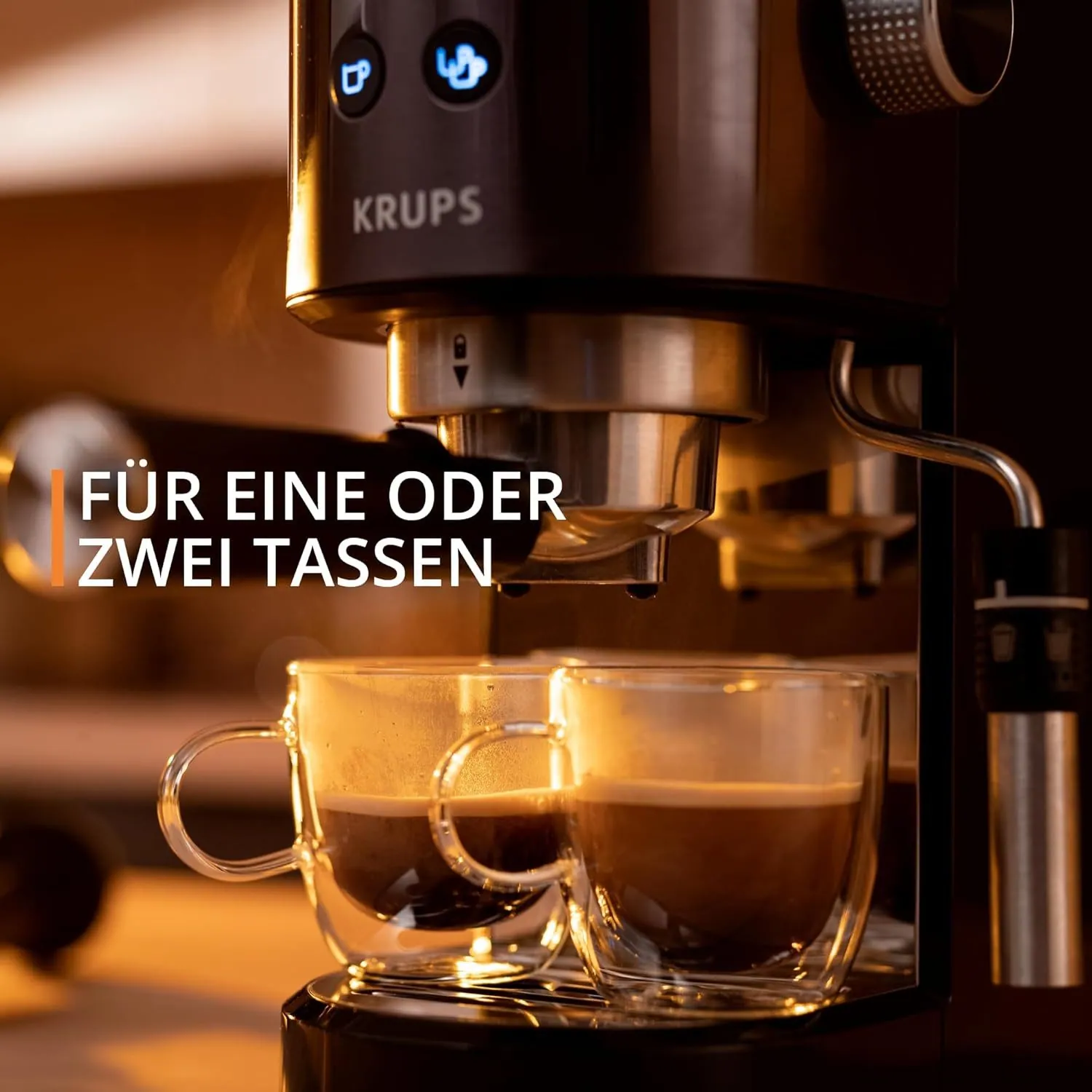 Krups XP 444G Virtuoso+ Siebträgermaschine, 1450W, 15 bar Pumpendruck, Thermoblock-System 5