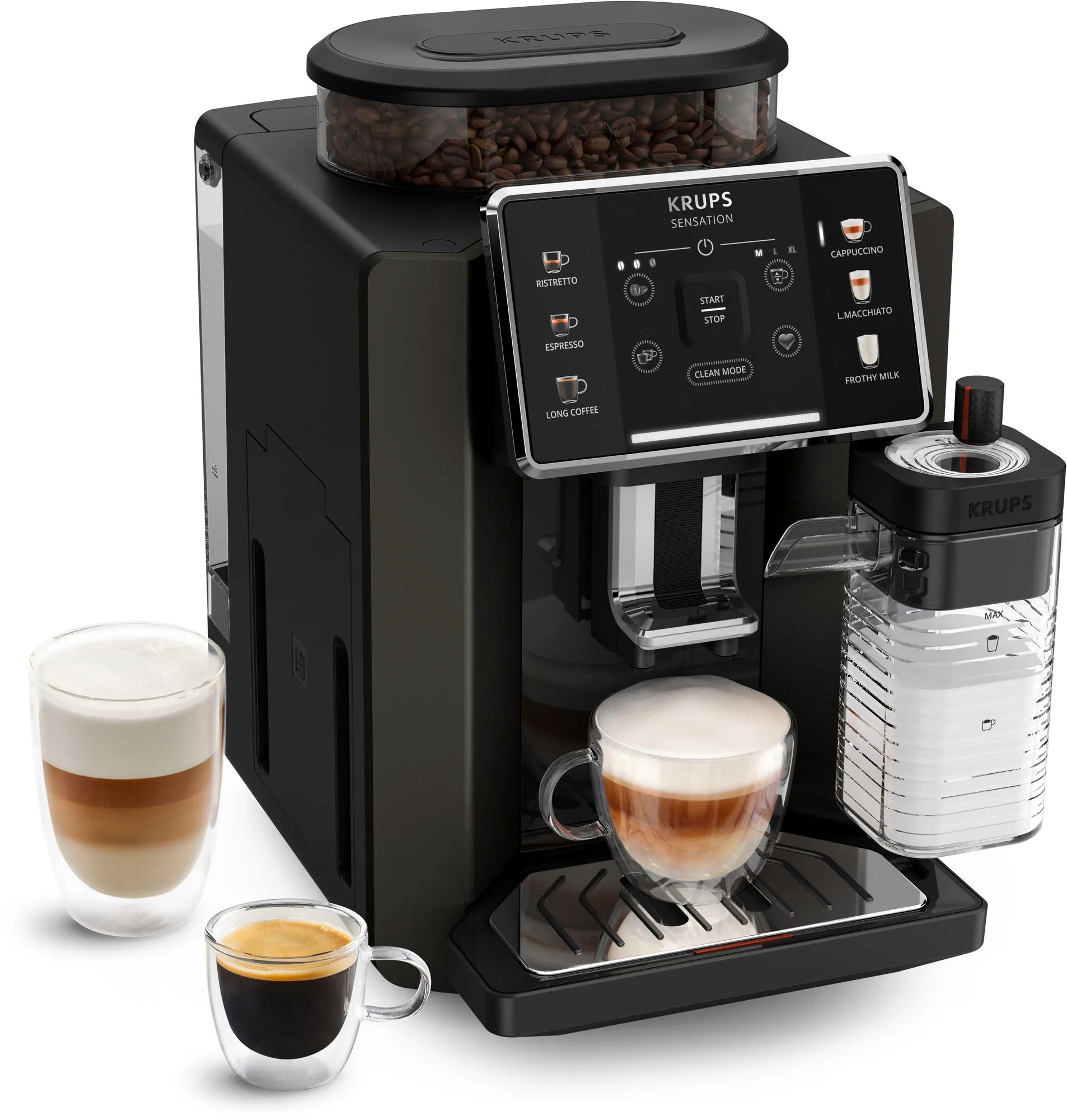 Krups EA9129 Sensation Milk Kaffeevollautomat, 6 Spezialitäten, automatische Reinigung, Metall-Brühgruppe