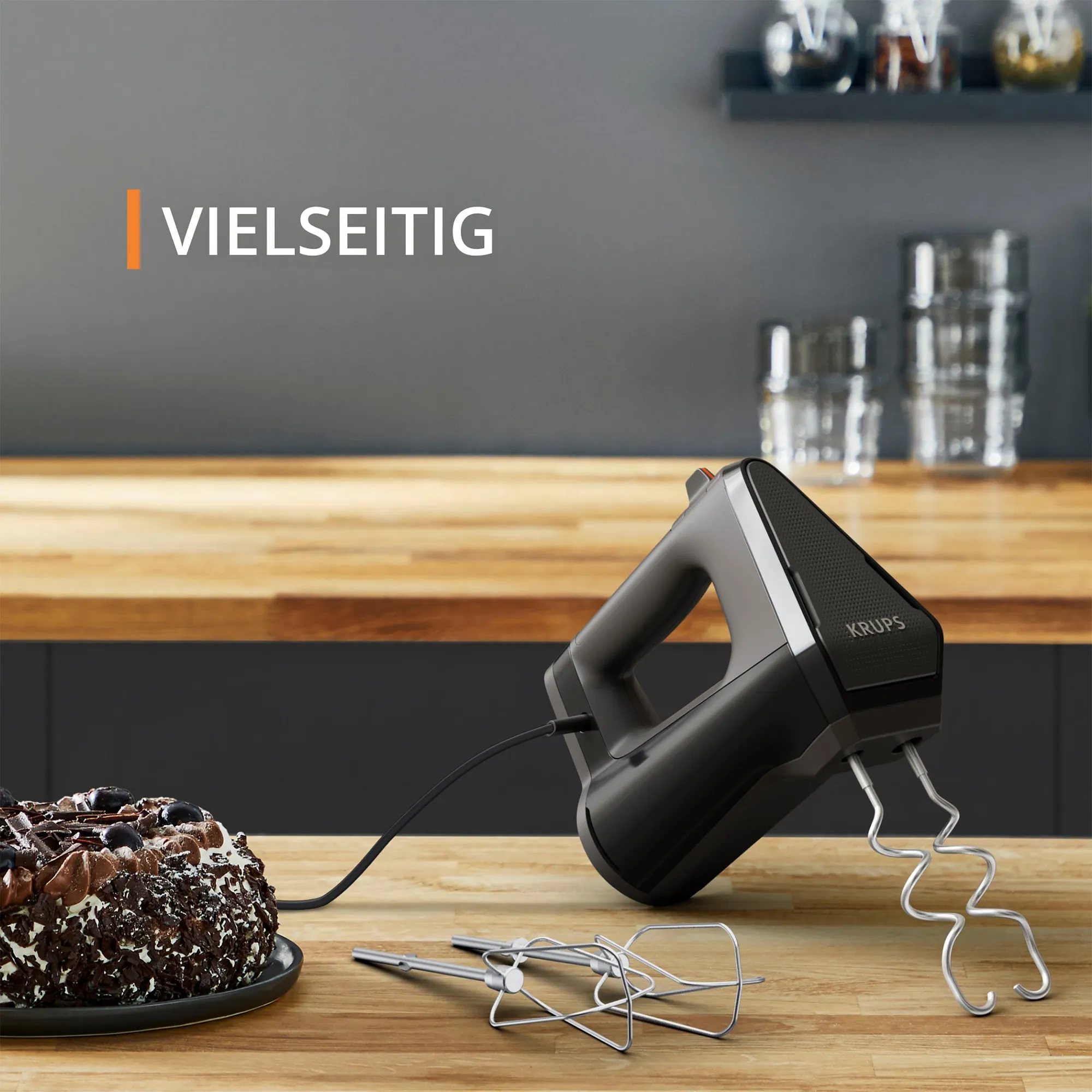Krups 3MIX 6000 Handmixer, 600 W Leistung, Edelstahlquirle, ergonomischer Griff 3