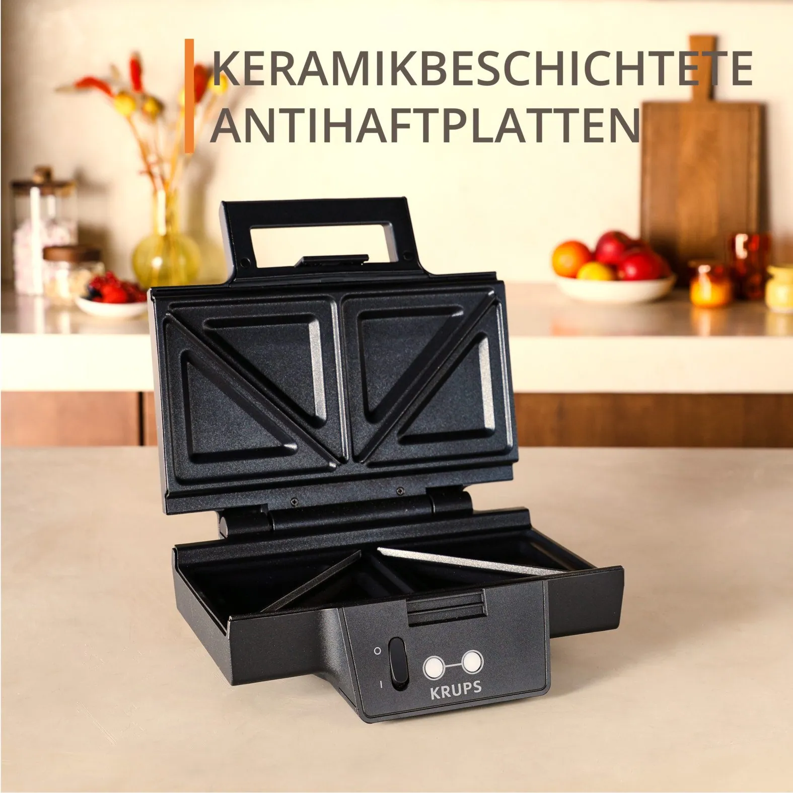Krups FDK461 Sandwichmaker, elegantes Design, Keramik-Antihaftbeschichtung, 850 W 4