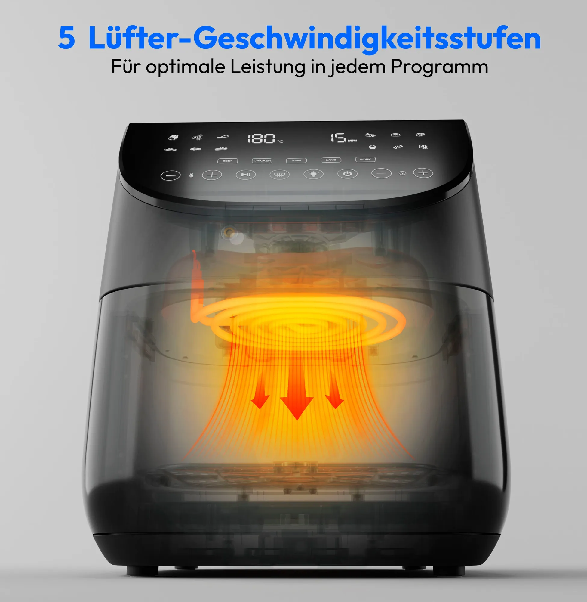 Medion Heißluftfritteuse MD13060, 1700 W, Temperaturfühler, 10 Automatikprogramme 3