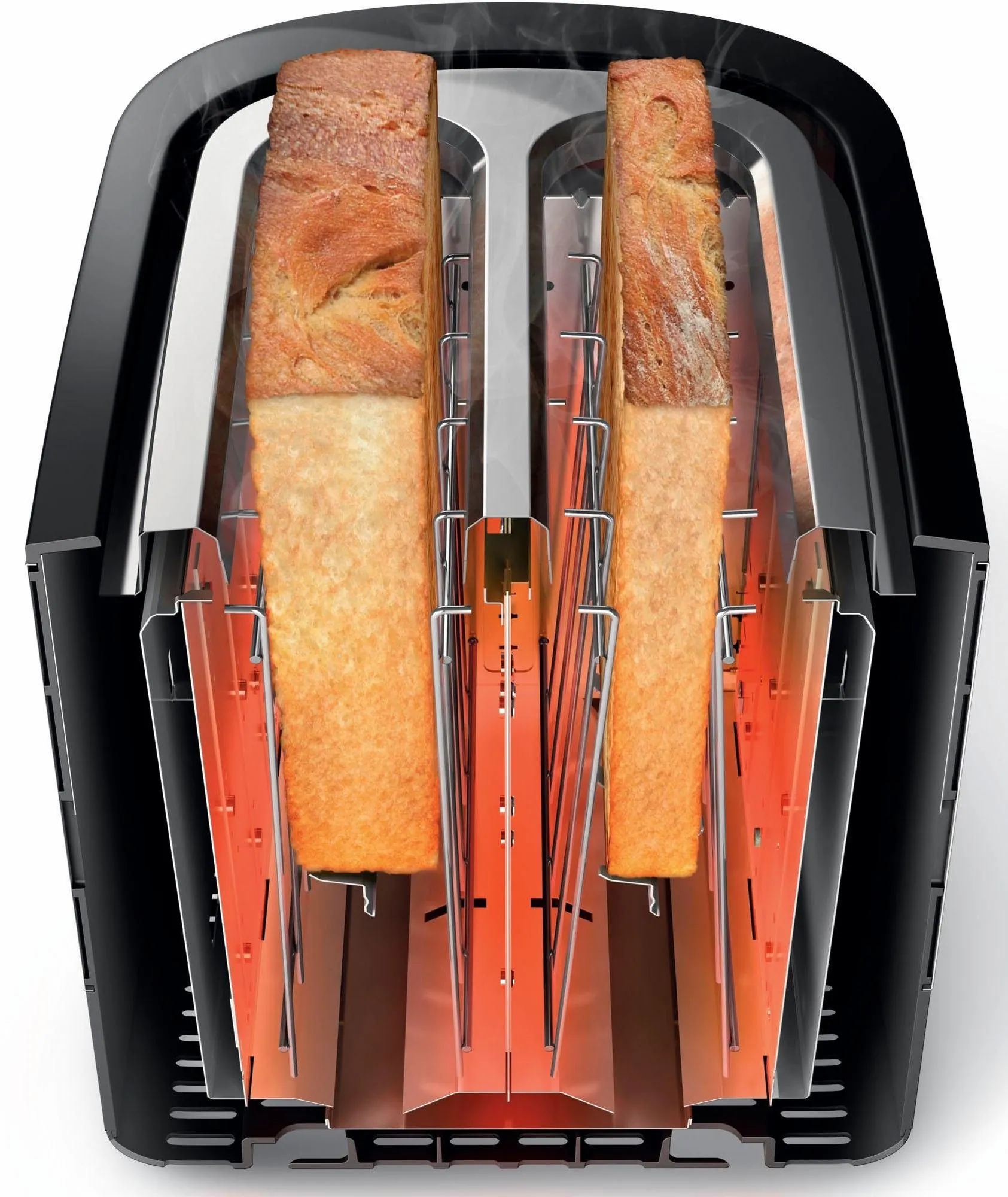 Philips Toaster HD2637/90, 2 Schlitze, 7 Bräunungsstufen, Brötchenaufsatz 3