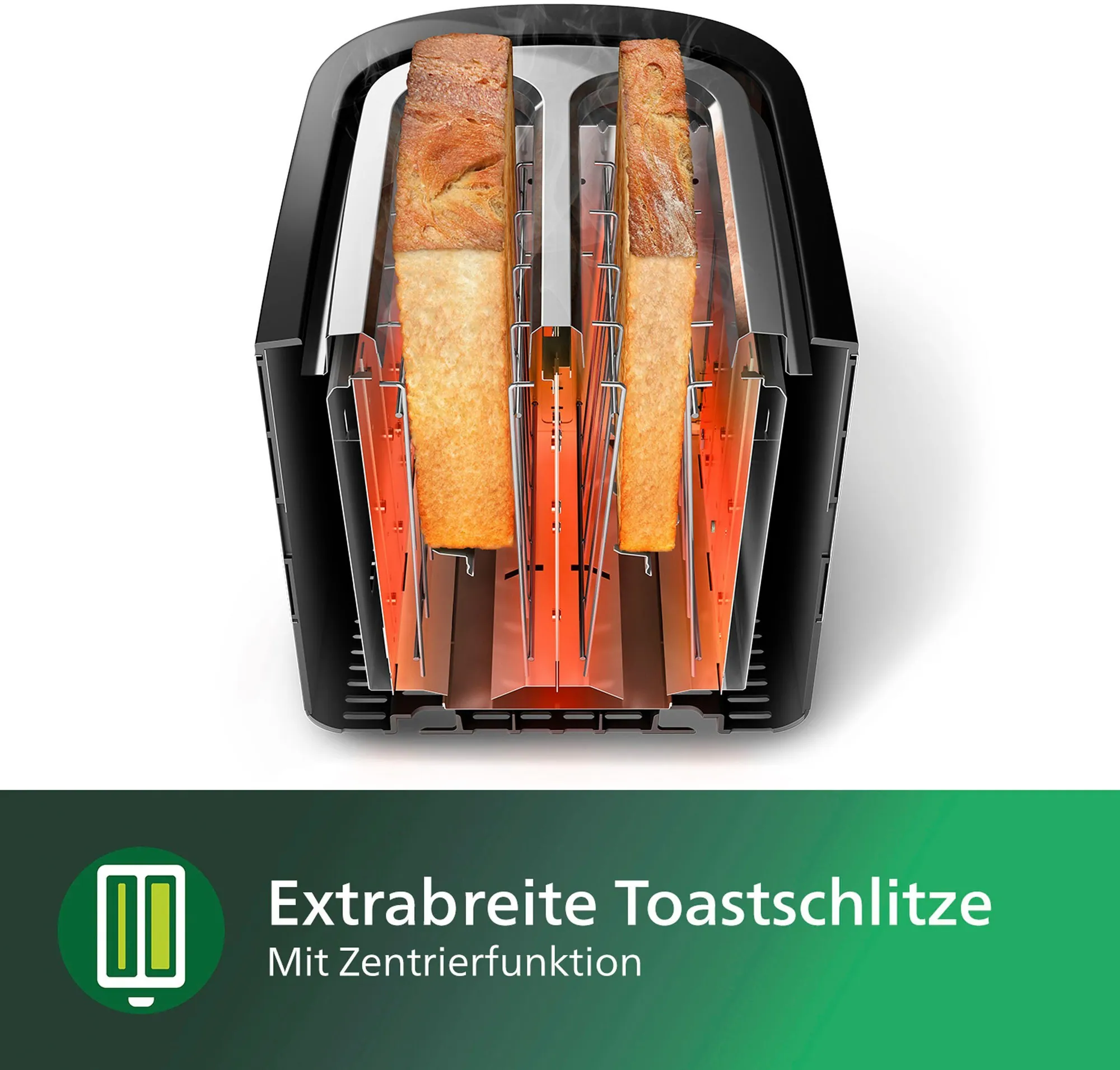 Philips Toaster HD2637/90, 2 Schlitze, 7 Bräunungsstufen, Brötchenaufsatz 5