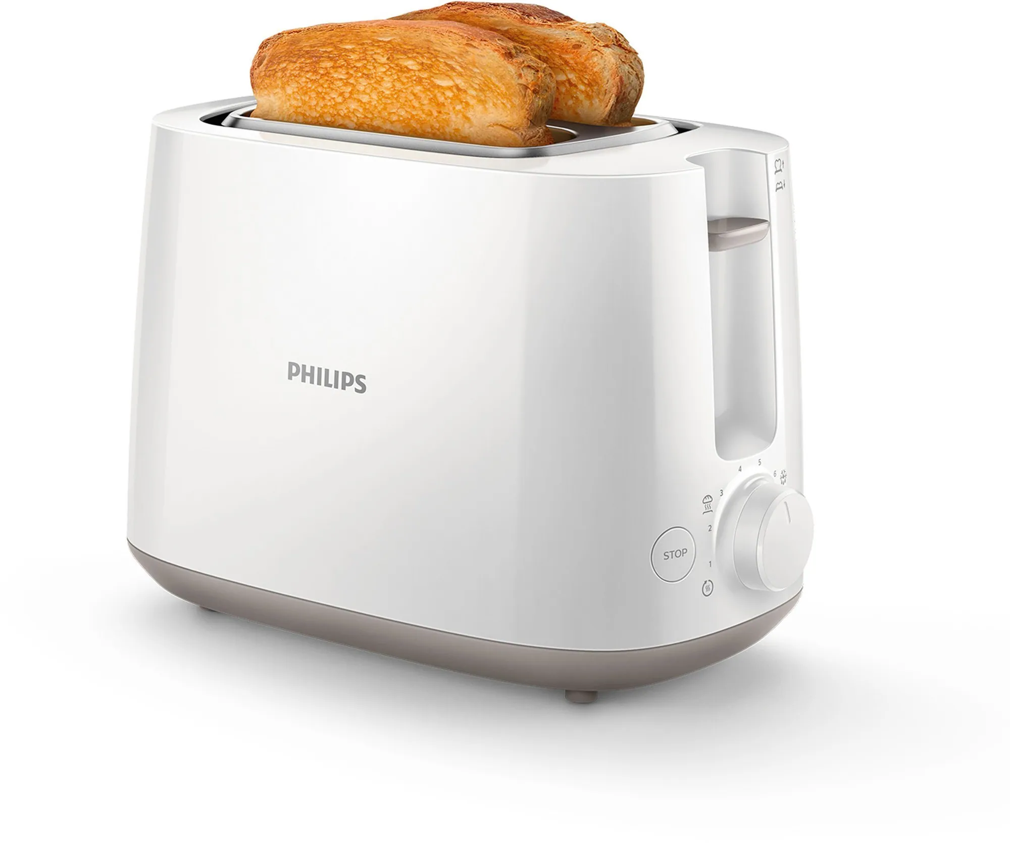 Philips Toaster HD2581/00, 2 Schlitze, 830 W, integrierter Brötchenaufsatz 3