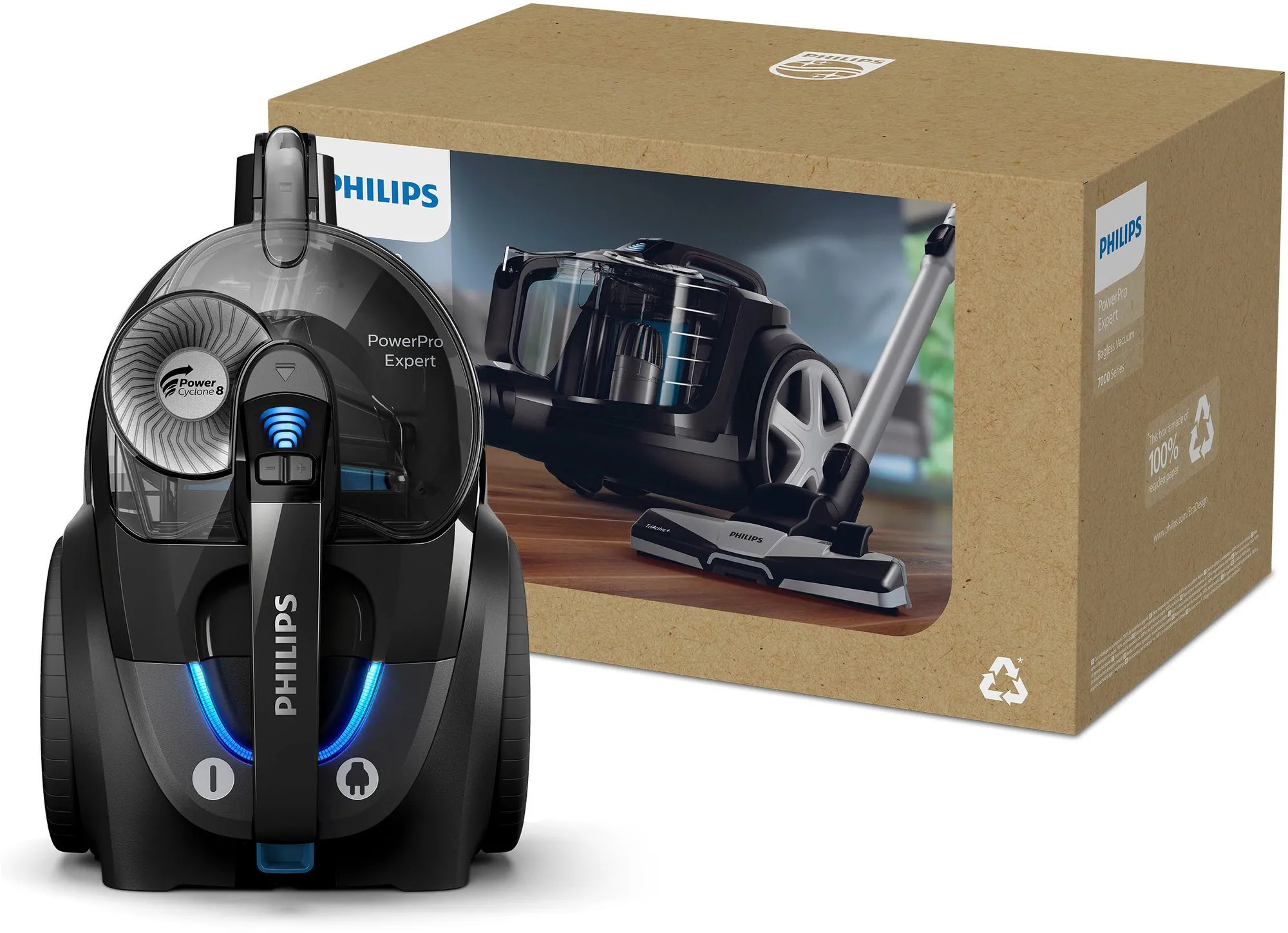 Philips FC9741/09 Bodenstaubsauger, beutellos, 900 W, Tri-Active+-Düse 3