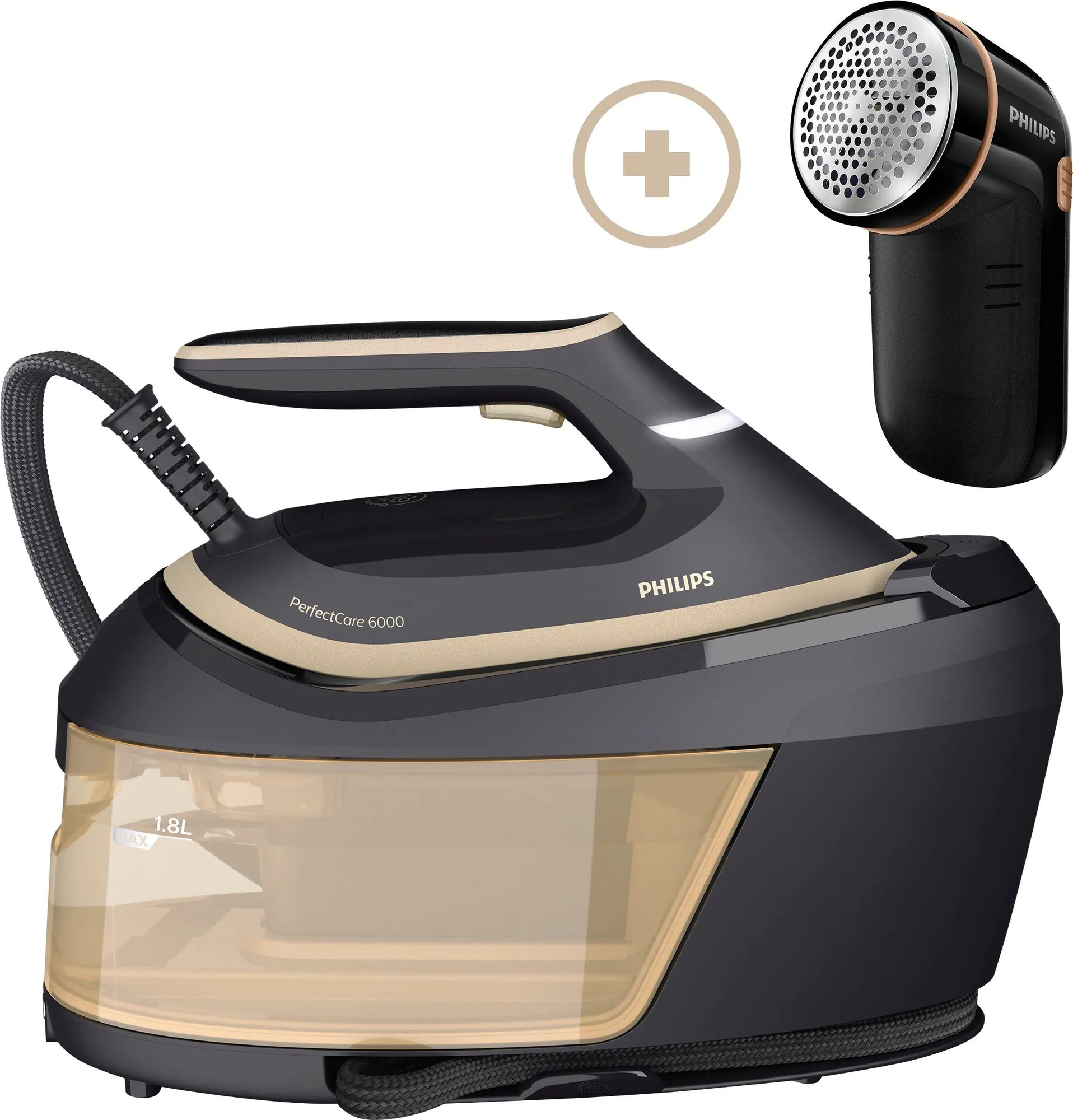 Philips Dampfbügelstation PSG6064/80, starker Dampfausstoß, OptimalTEMP Technologie, 1800 ml Wassertank