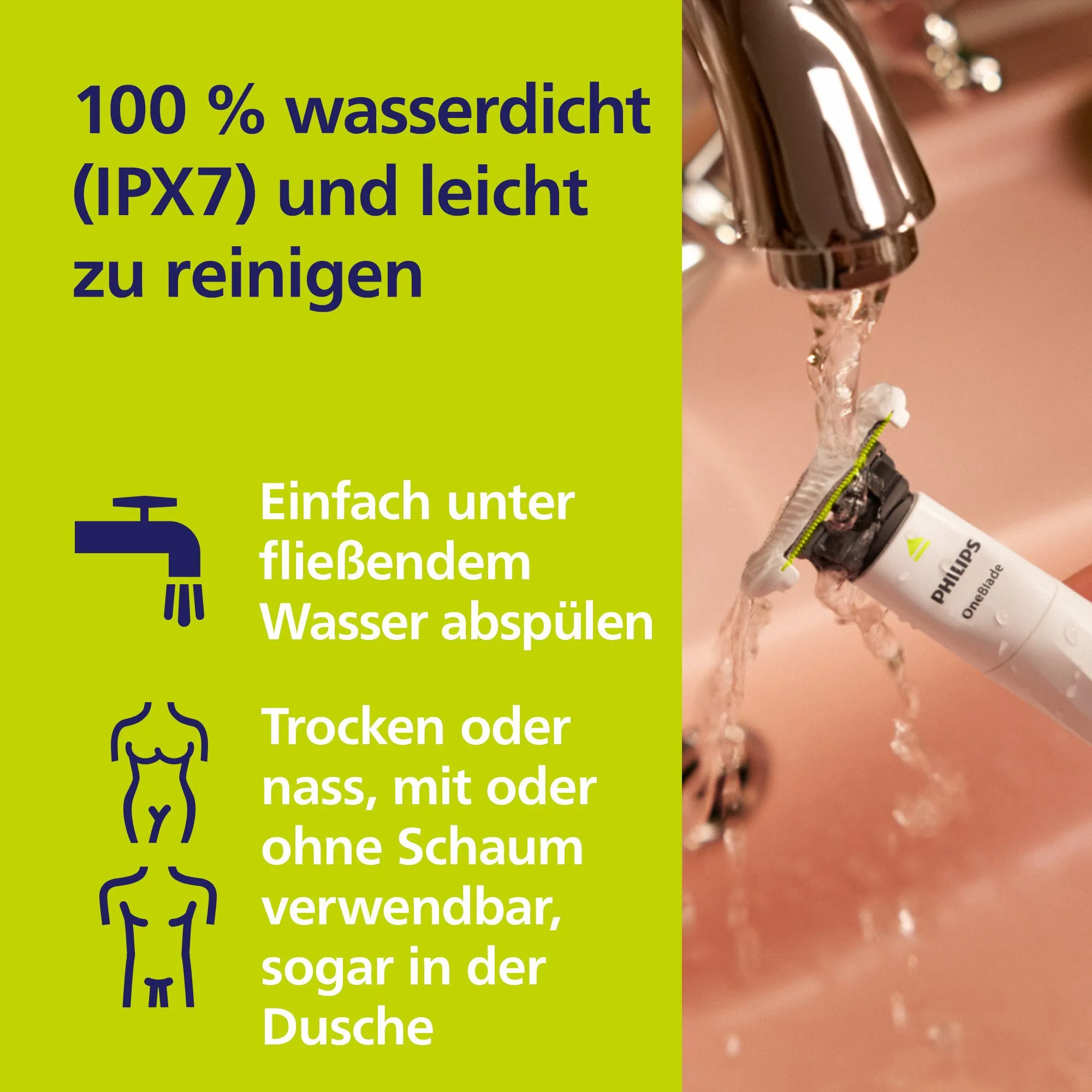 Philips OneBlade Intimate QP1924/30, hautfreundliche Rasur, wasserdicht, bidirektionales Trimmen 2