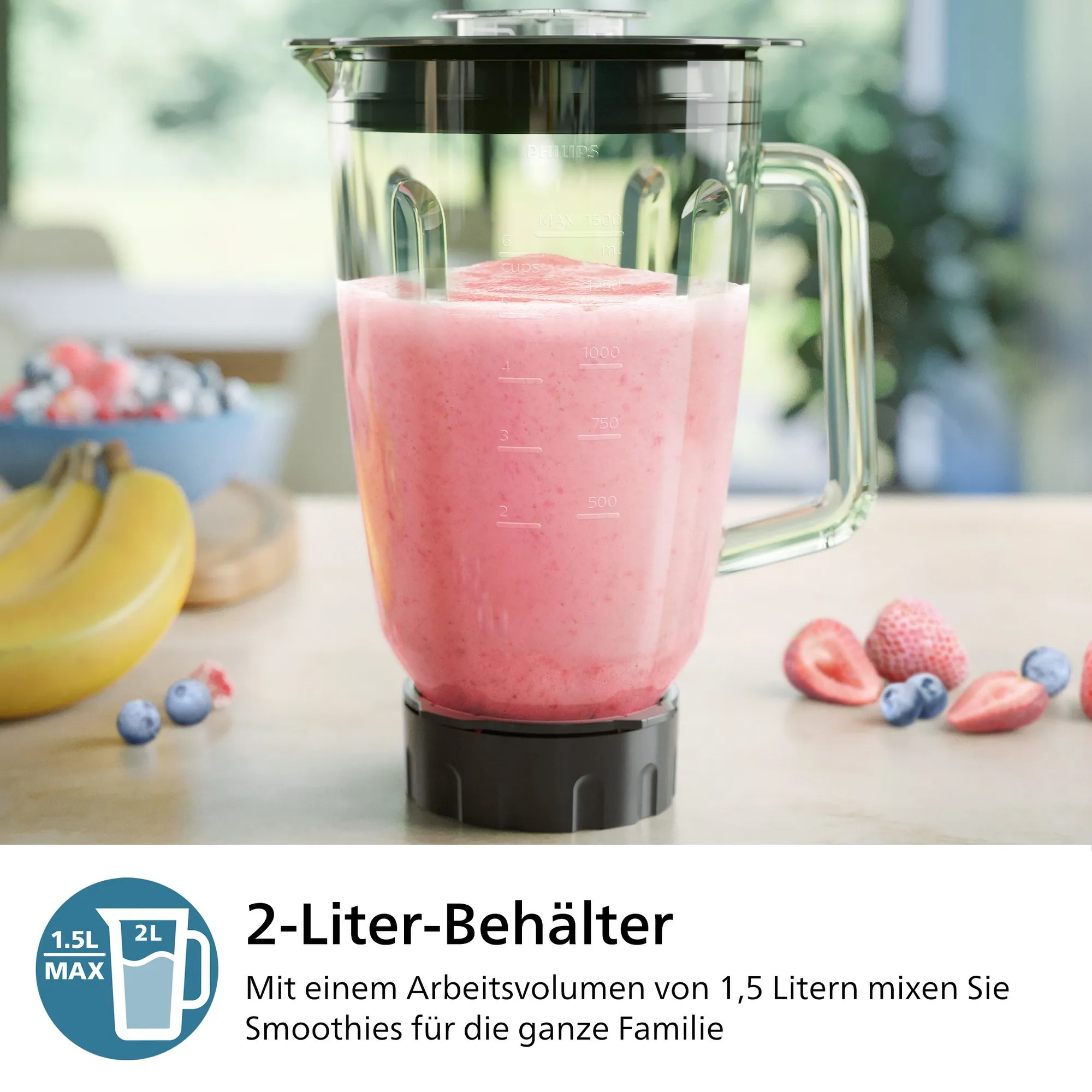 Philips HR3040/00 Standmixer, ProBlend Plus-Technologie, 1200 W, 2-Liter-Behälter 3