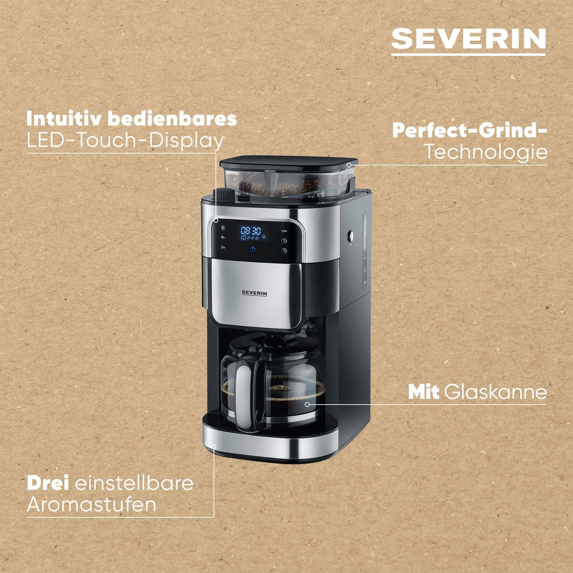 Severin KA 4813 Kaffeemaschine, Mahlwerk, 1,25l Kanne, individuell einstellbar 4