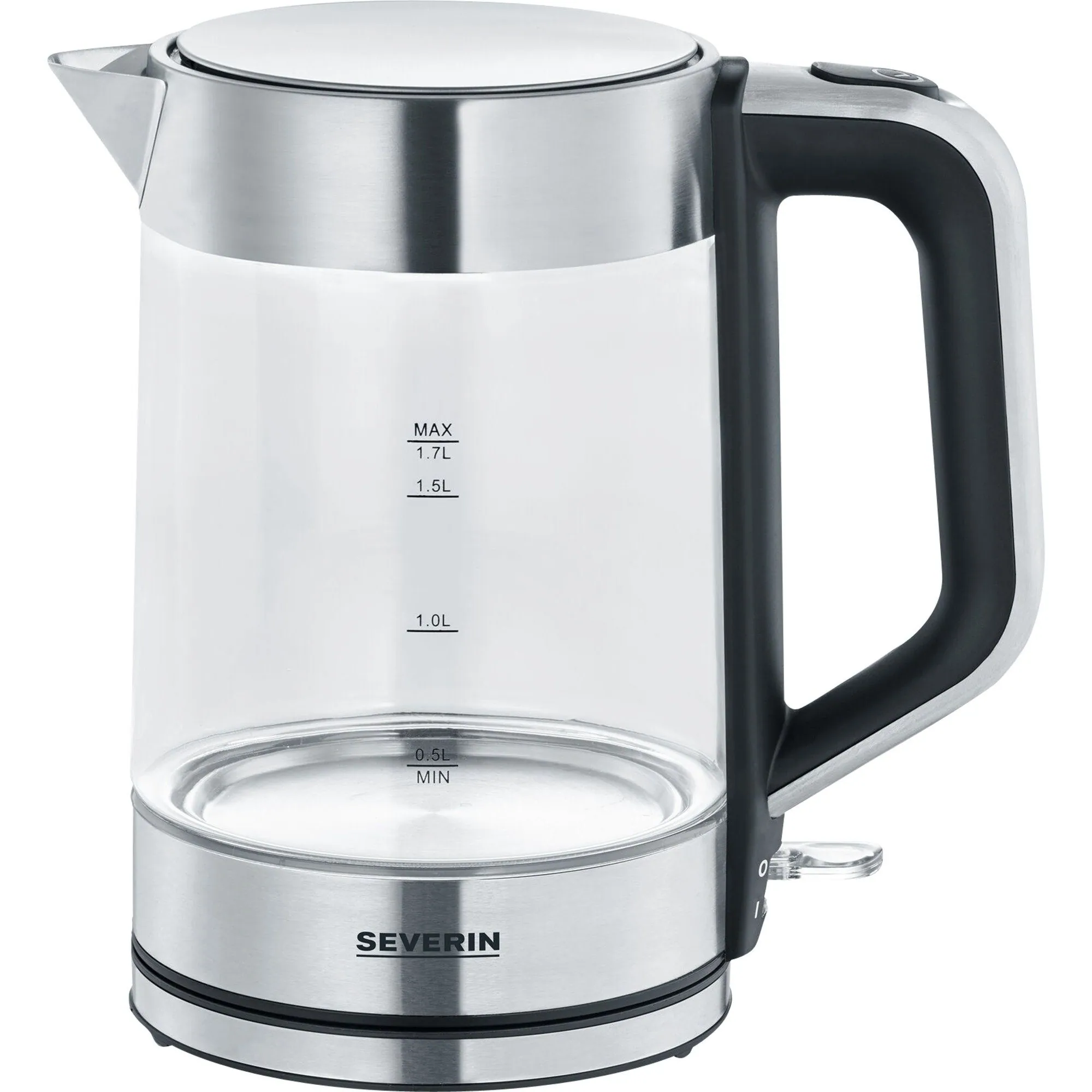 Severin WK 3420 Wasserkocher, 1,7 Liter, 2200 W, Glas-Edelstahl-Design