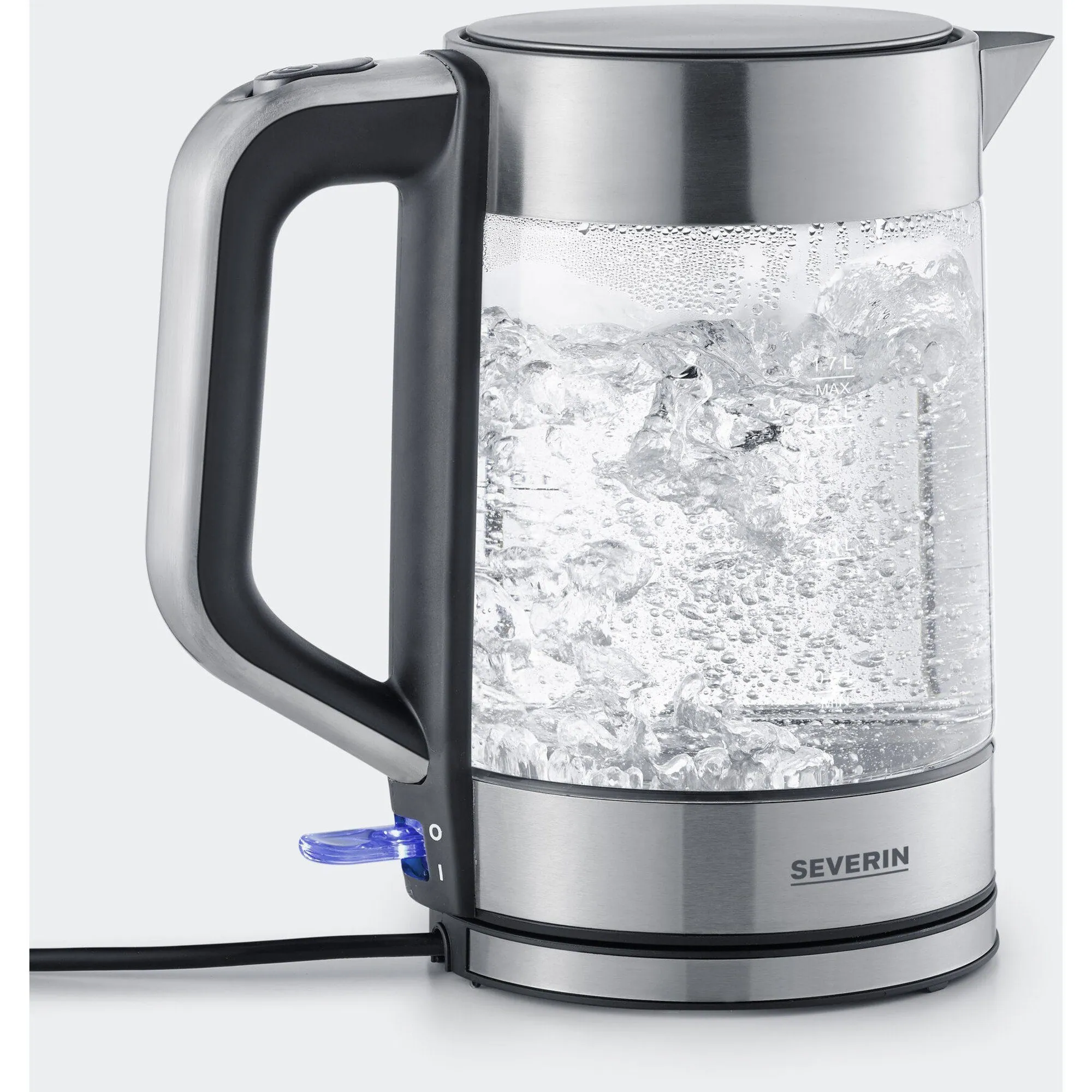 Severin WK 3420 Wasserkocher, 1,7 Liter, 2200 W, Glas-Edelstahl-Design 2