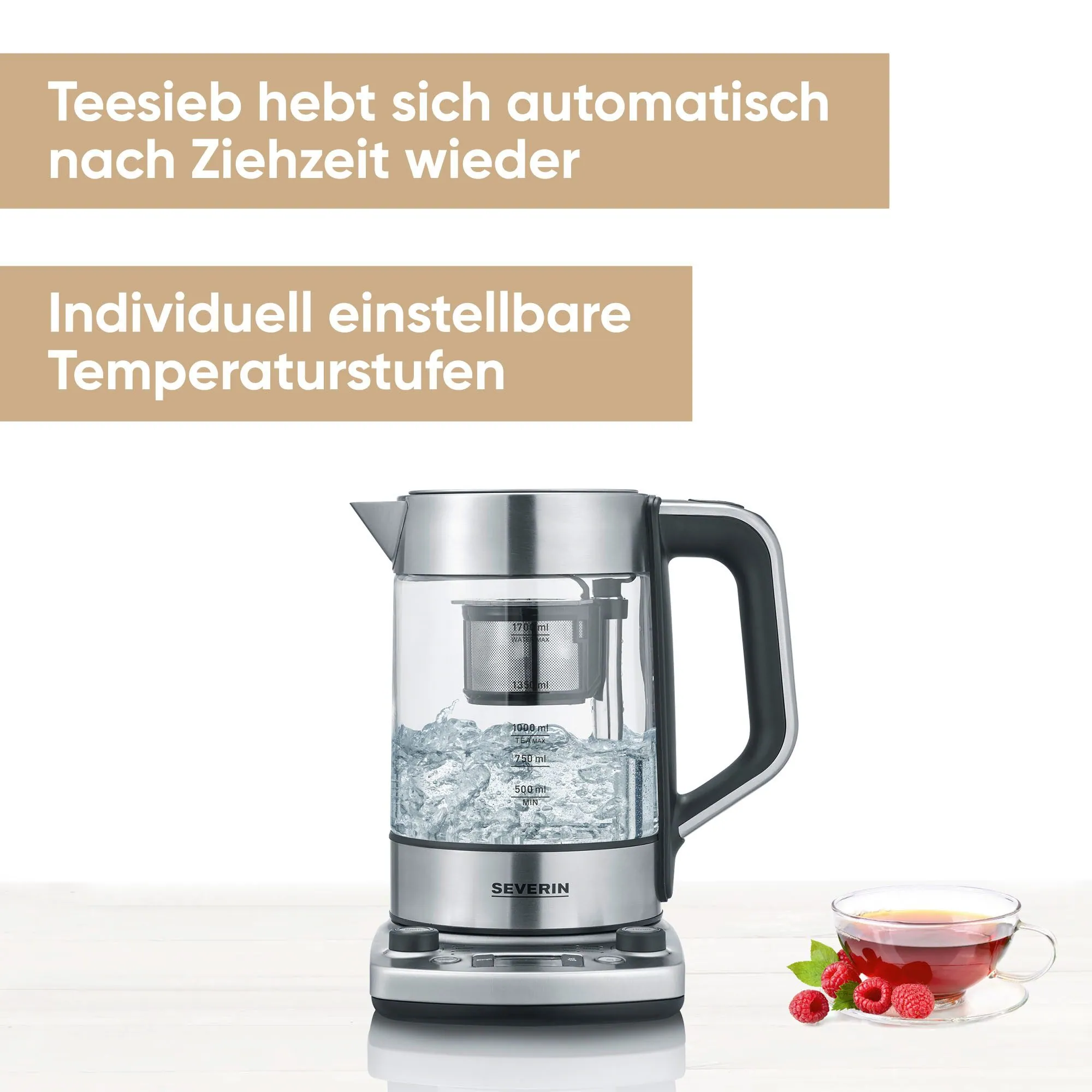 Severin WK 3422 Wasser-/Teekocher, 3000 W, 5 Temperaturstufen von 40°C bis 100°C 2