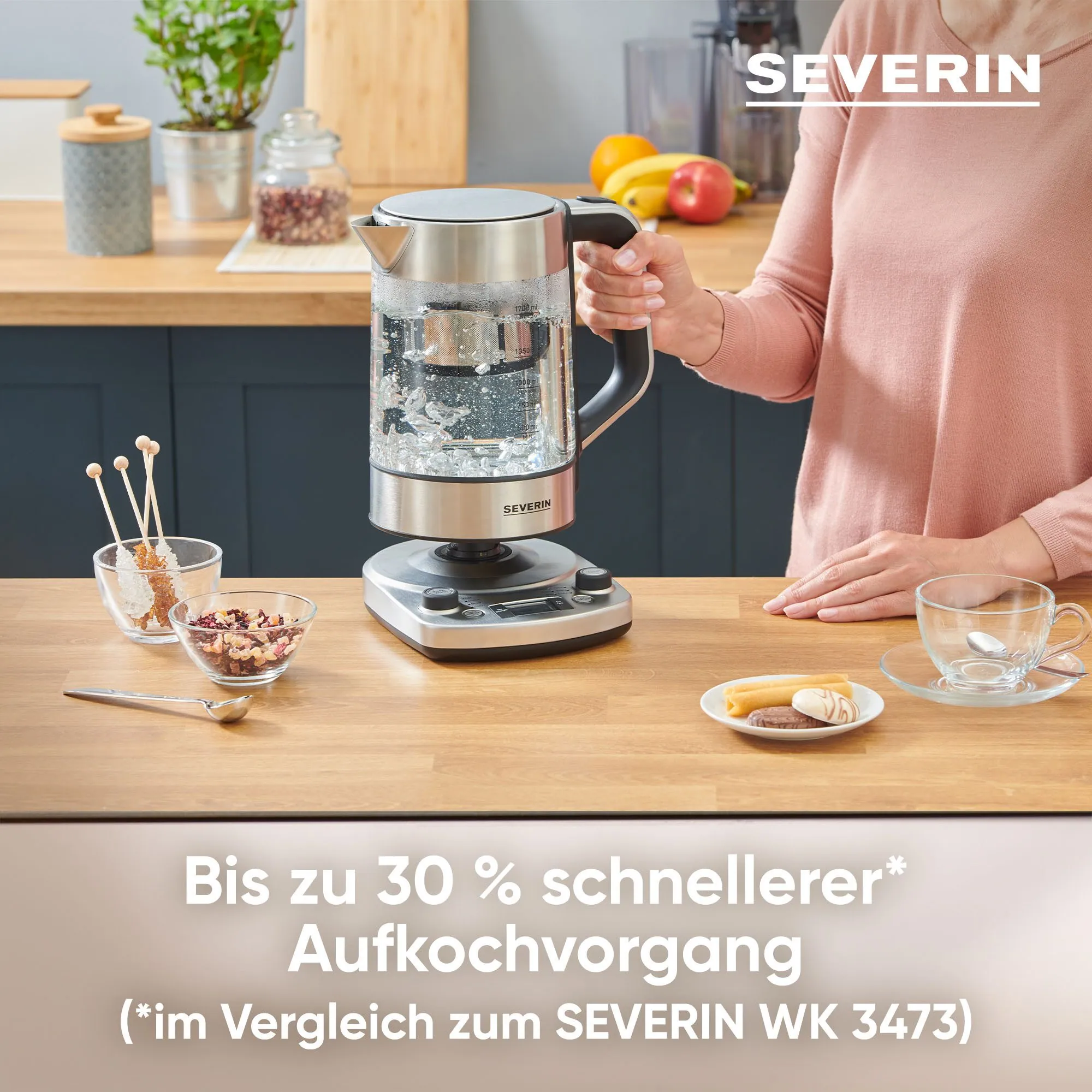 Severin WK 3422 Wasser-/Teekocher, 3000 W, 5 Temperaturstufen von 40°C bis 100°C 3
