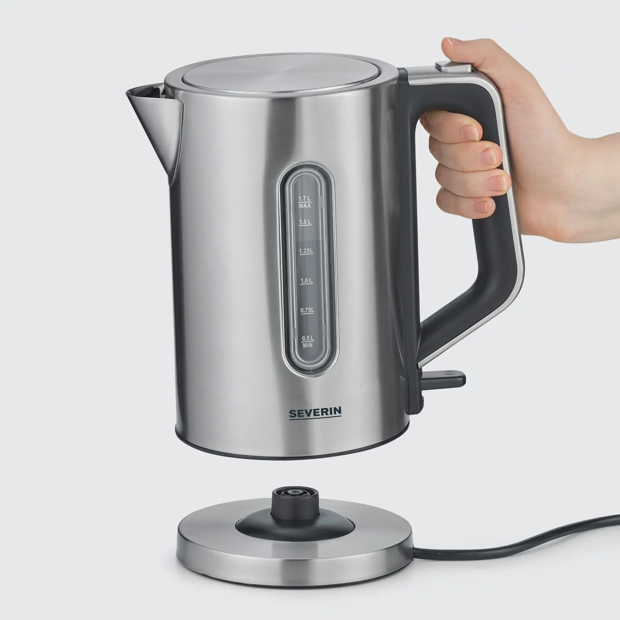 Severin Wasserkocher WK 3402, 1,7 l, 2400 W, schnelles Erhitzen, Sicherheitsabschaltung, praktischer Deckel 3